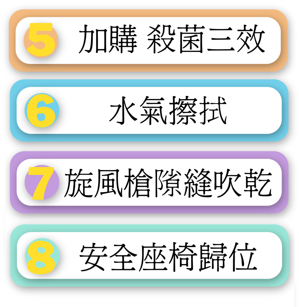 竹北手工洗車推薦-安全座椅清潔-步驟1-洗來登汽車美容中心-竹北汽車鍍膜推薦